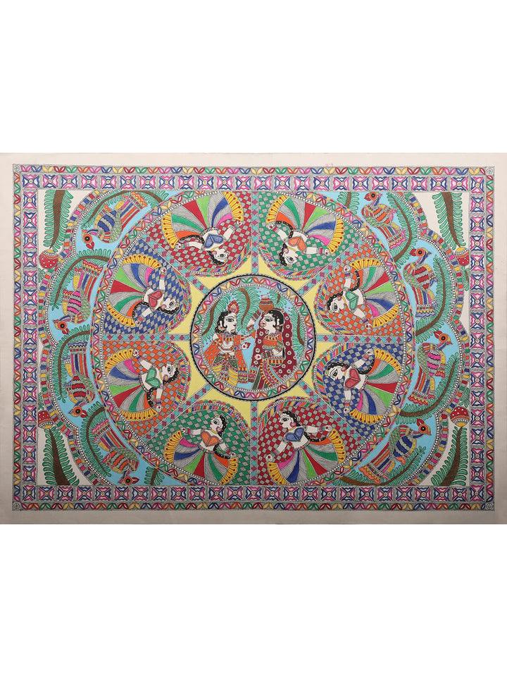 Krishna Ras Leela Painting on Handmade Paper · view 1
