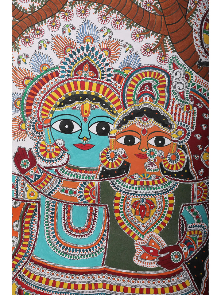 Krishna Radha Painting on Handmade Paper · view 3