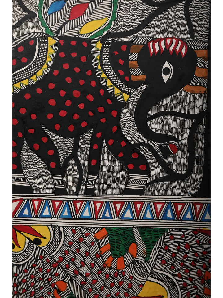 Tree of Life with Elephant and Peacock Painting on Handmade Paper · view 4