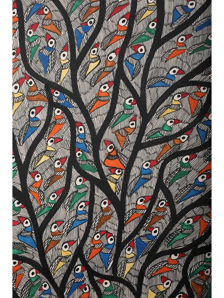 Tree of Life with Multiple Birds Painting on Handmade Paper · view 3