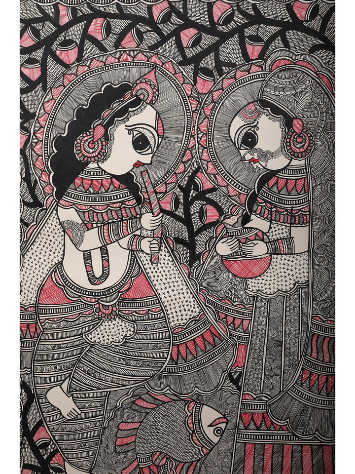 Lord Krishna and Radha Painting on Handmade Paper · view 2