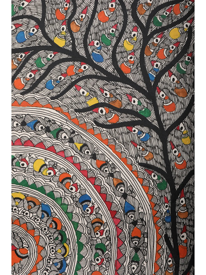 Tree of Life with Circle of Birds Painting on Handmade Paper · view 3