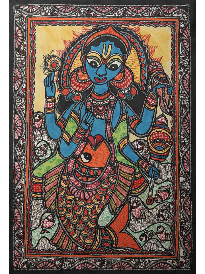 Lord Vishnu Painting on Handmade Paper · view 1