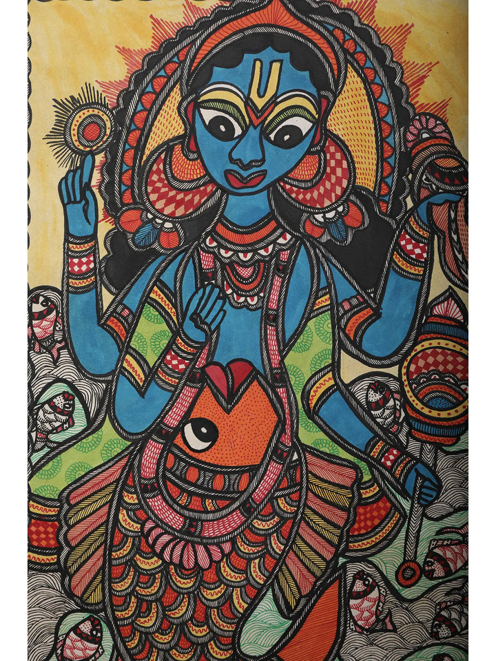 Lord Vishnu Painting on Handmade Paper · view 2