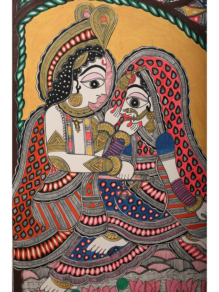 Radha Krishna Divine Love Painting on Handmade Paper · view 2