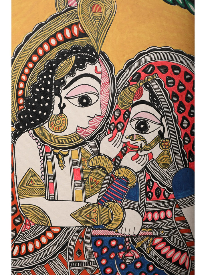 Radha Krishna Divine Love Painting on Handmade Paper · view 3