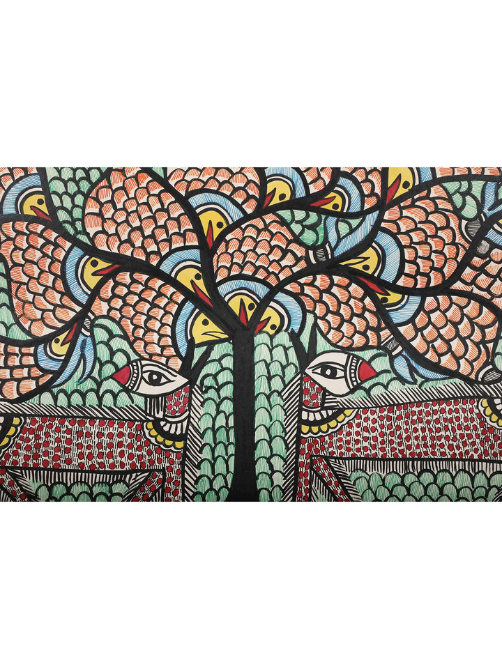 Tree of Life Made of Fishes Painting on Handmade Paper · view 2
