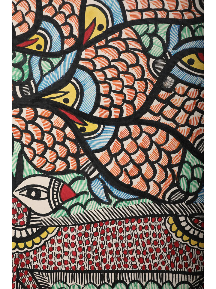Tree of Life Made of Fishes Painting on Handmade Paper · view 4