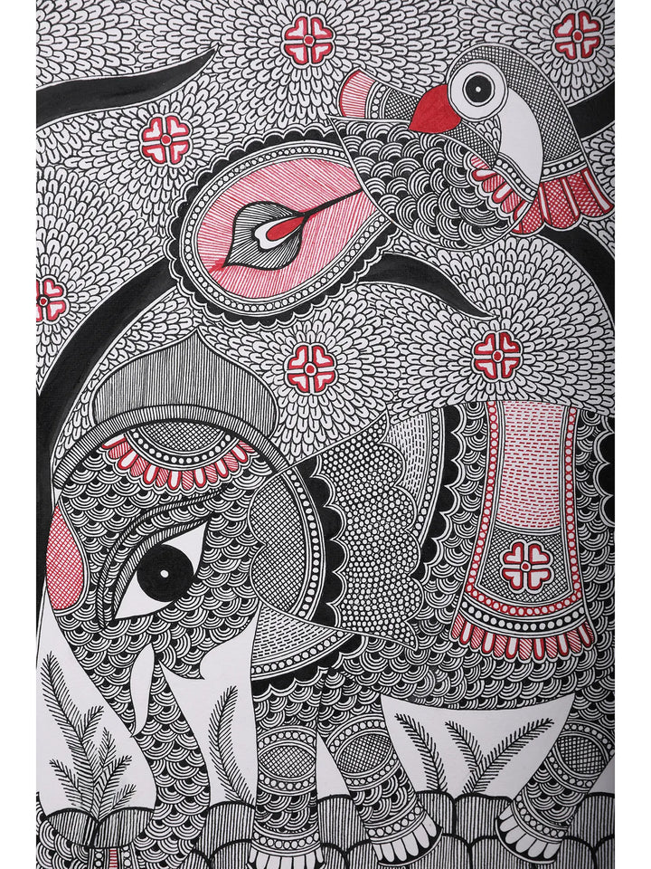 Tree of Life with Elephant Painting on Handmade Paper · view 4