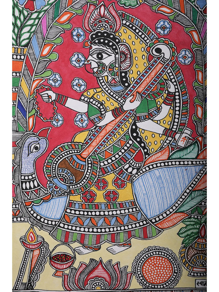 Goddess Saraswati Painting on Handmade Paper · view 2