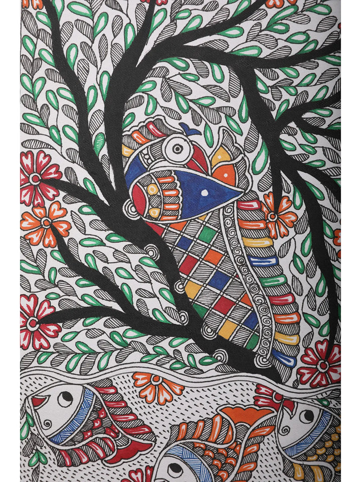 Tree of Life with Peacock Painting on Handmade Paper · view 2