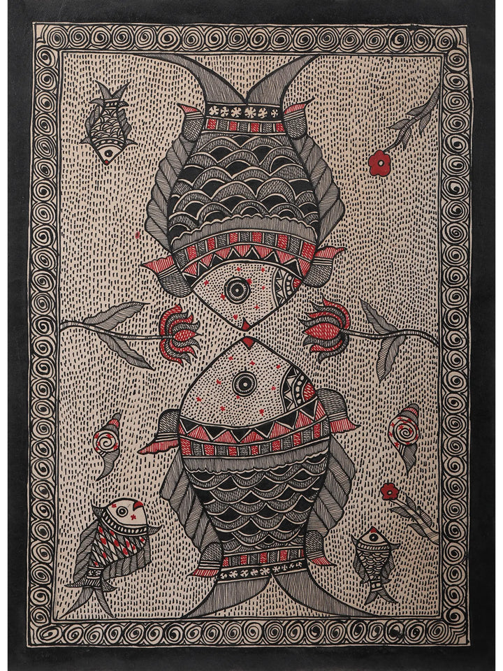 Fish Kachni Painting on Handmade Paper · view 1
