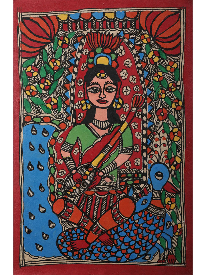 Goddess Saraswati Painting on Handmade Paper · view 1