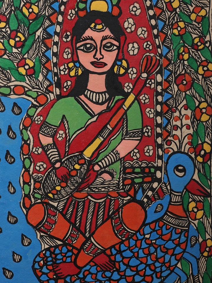 Goddess Saraswati Painting on Handmade Paper · view 2
