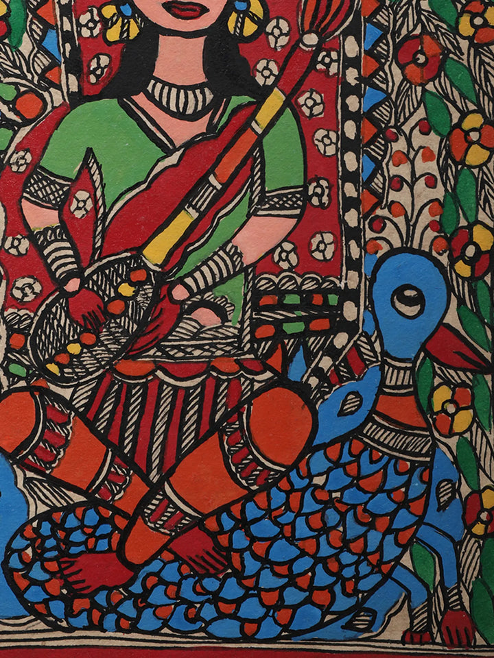 Goddess Saraswati Painting on Handmade Paper · view 3