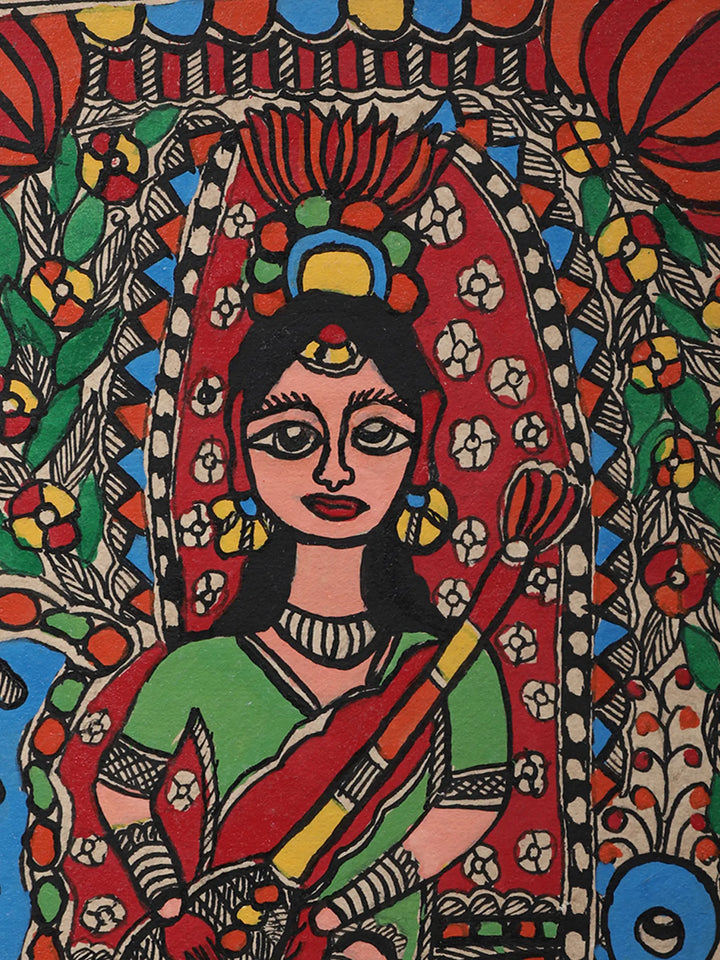 Goddess Saraswati Painting on Handmade Paper · view 4