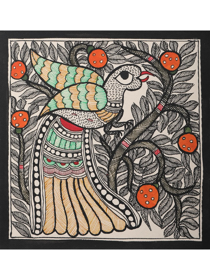 Peacock on Tree Painting on Handmade Paper · view 1