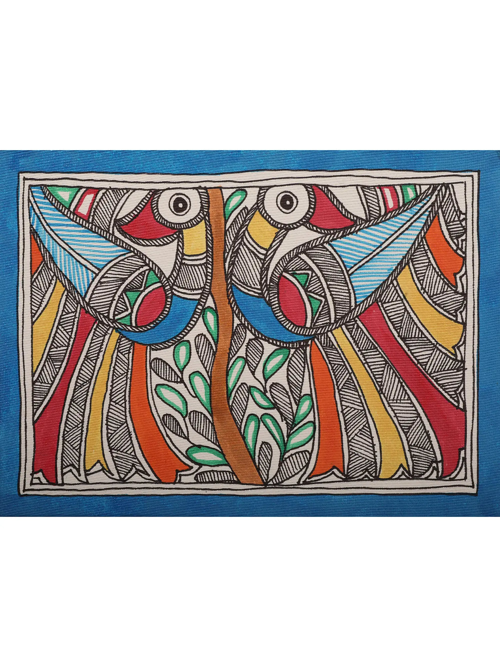 Multicolored Peacock Painting in Madhubani Style | Handmade Paper | By Ajay Kumar Jha