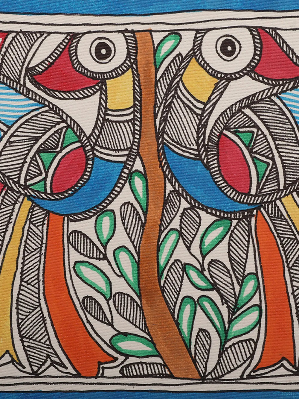 Multicolored Peacock Painting in Madhubani Style | Handmade Paper | By Ajay Kumar Jha