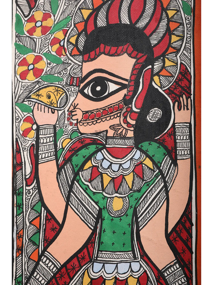 Goddess Durga Madhubani Painting on Handmade Paper · view 2