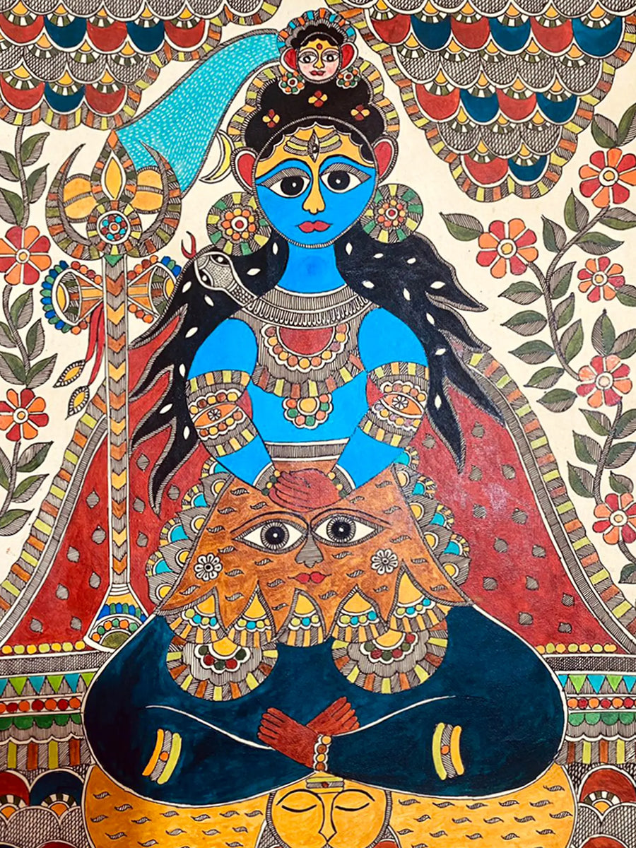 Mahadev Seated on Asana Painting on Handmade Paper