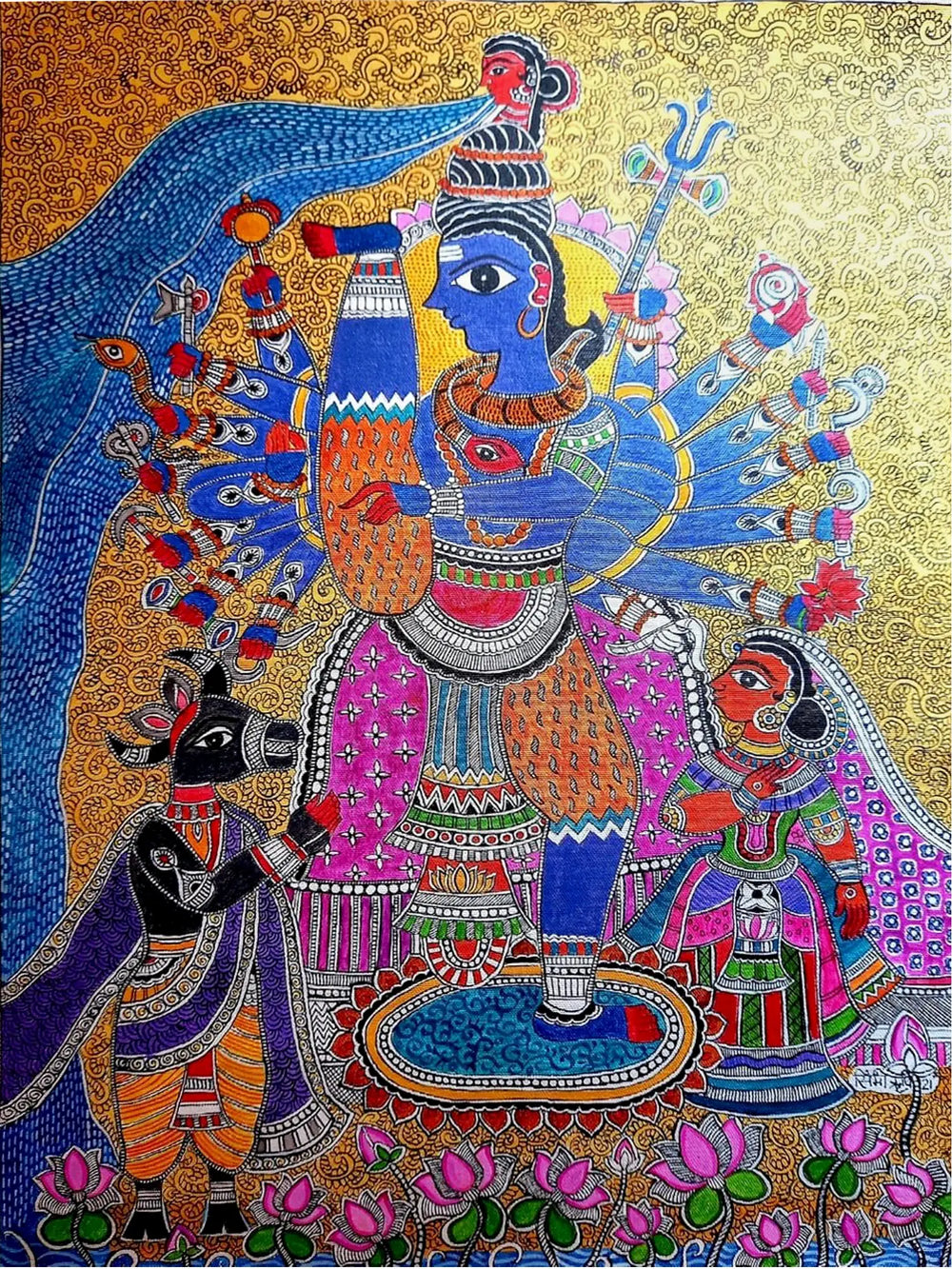 Rudra - Madhubani Painting | Acrylic On Canvas | By Simmi Rishi