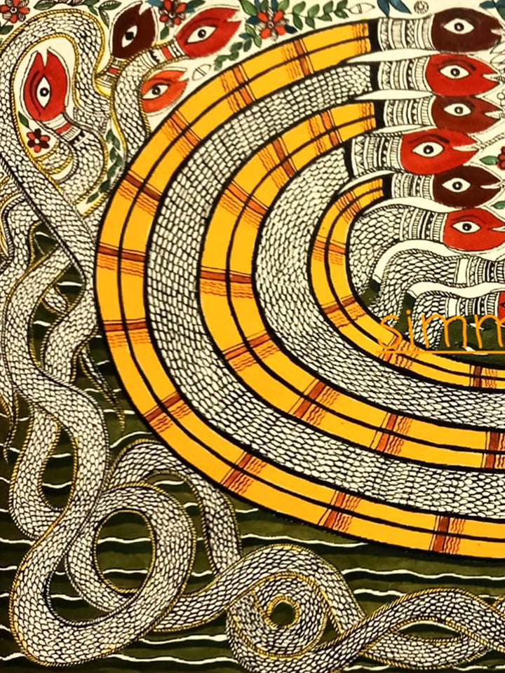 The Fight - Lord Krishna with Kalia Naag Painting on Paper · view 2