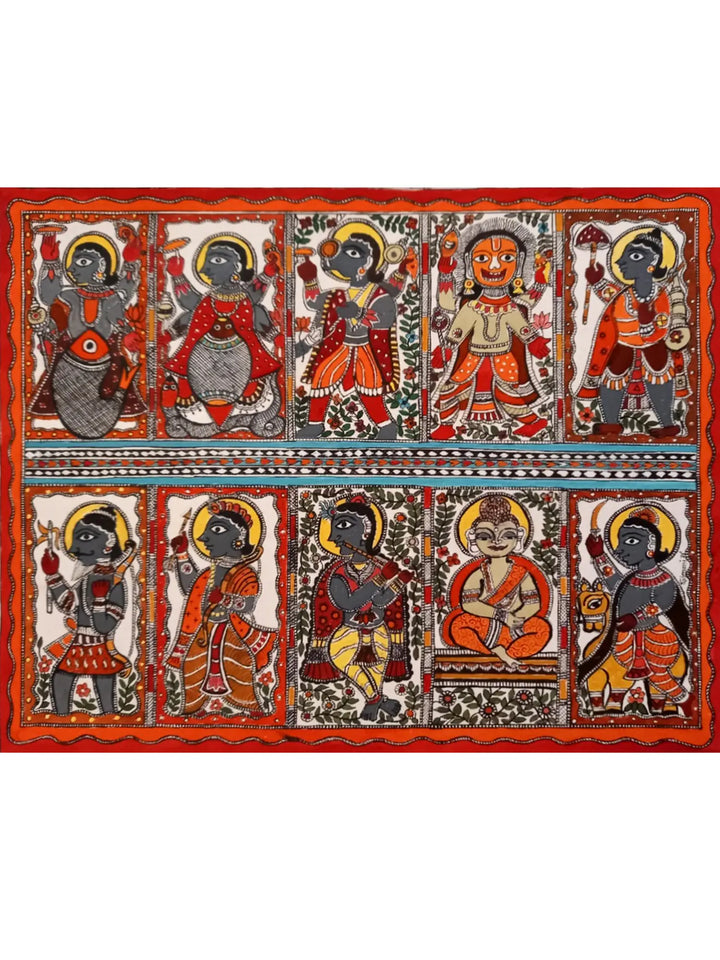 Dashavatar - the Lord Vishnu Painting on Paper · view 1