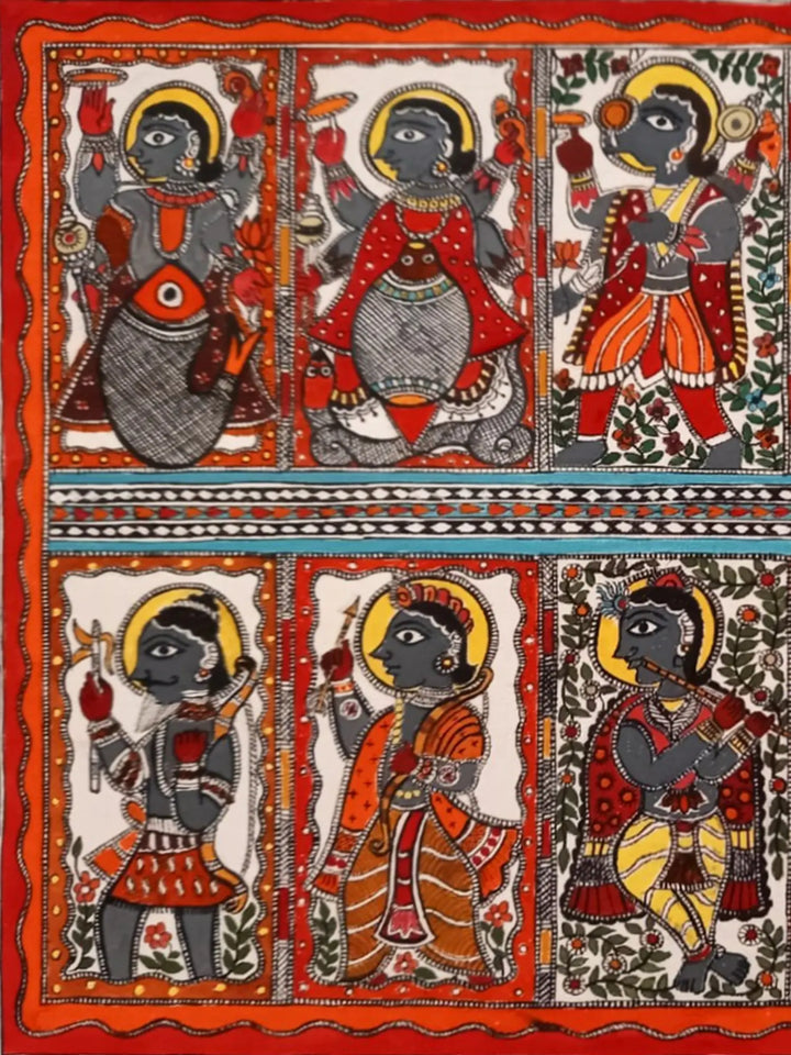 Dashavatar - the Lord Vishnu Painting on Paper · view 2
