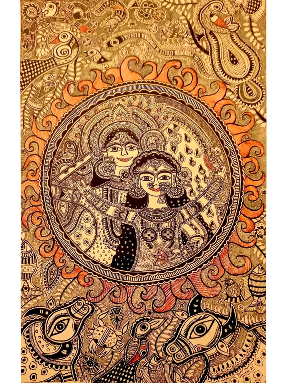 Srishti - Lord Krishna With Prakriti | Acrylic On Paper | By Simmi Rishi