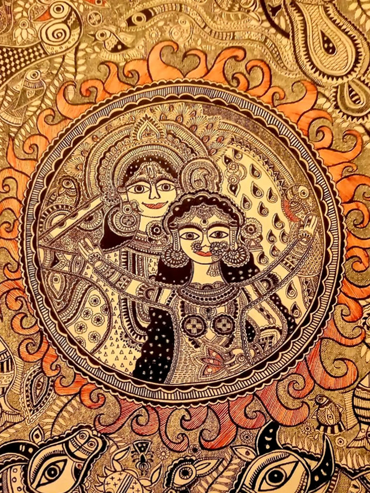 Srishti - Lord Krishna with Prakriti Painting on Paper · view 2