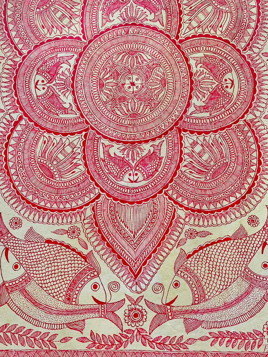 Handpainted Fish Madhubani Painting on Handmade Paper