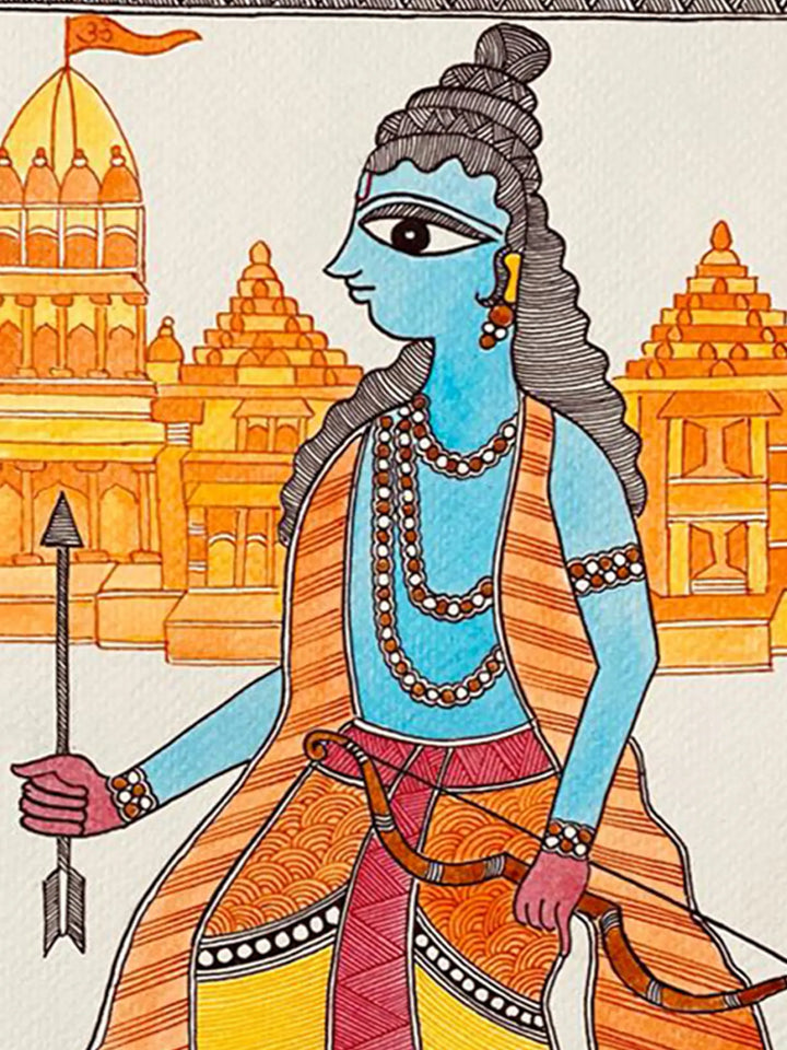 Shri Ram with Bow and Arrow Painting on Handmade Paper · view 4