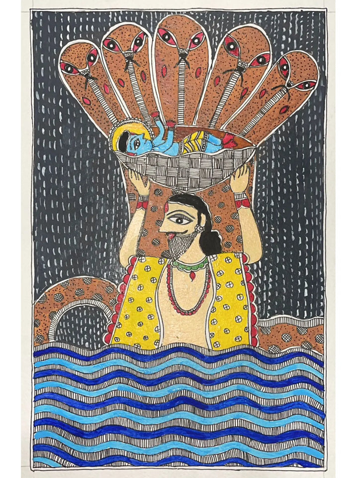 Birth of Lord Krishna Painting on Paper · view 1