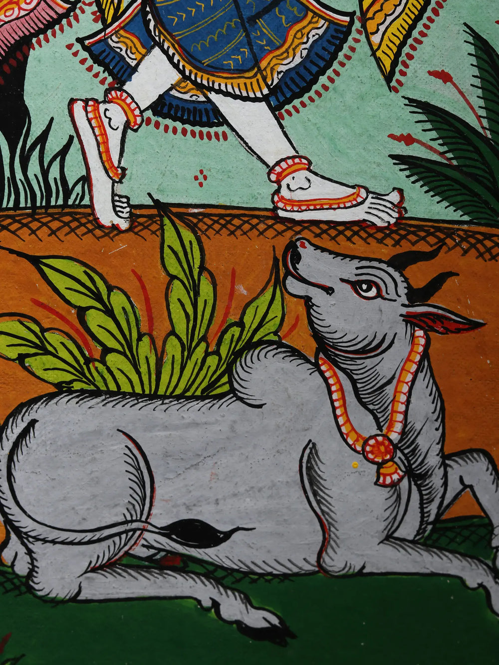 Dancing Lord Krishna with Brother Balaram | Pattachitra Painting from Odisha