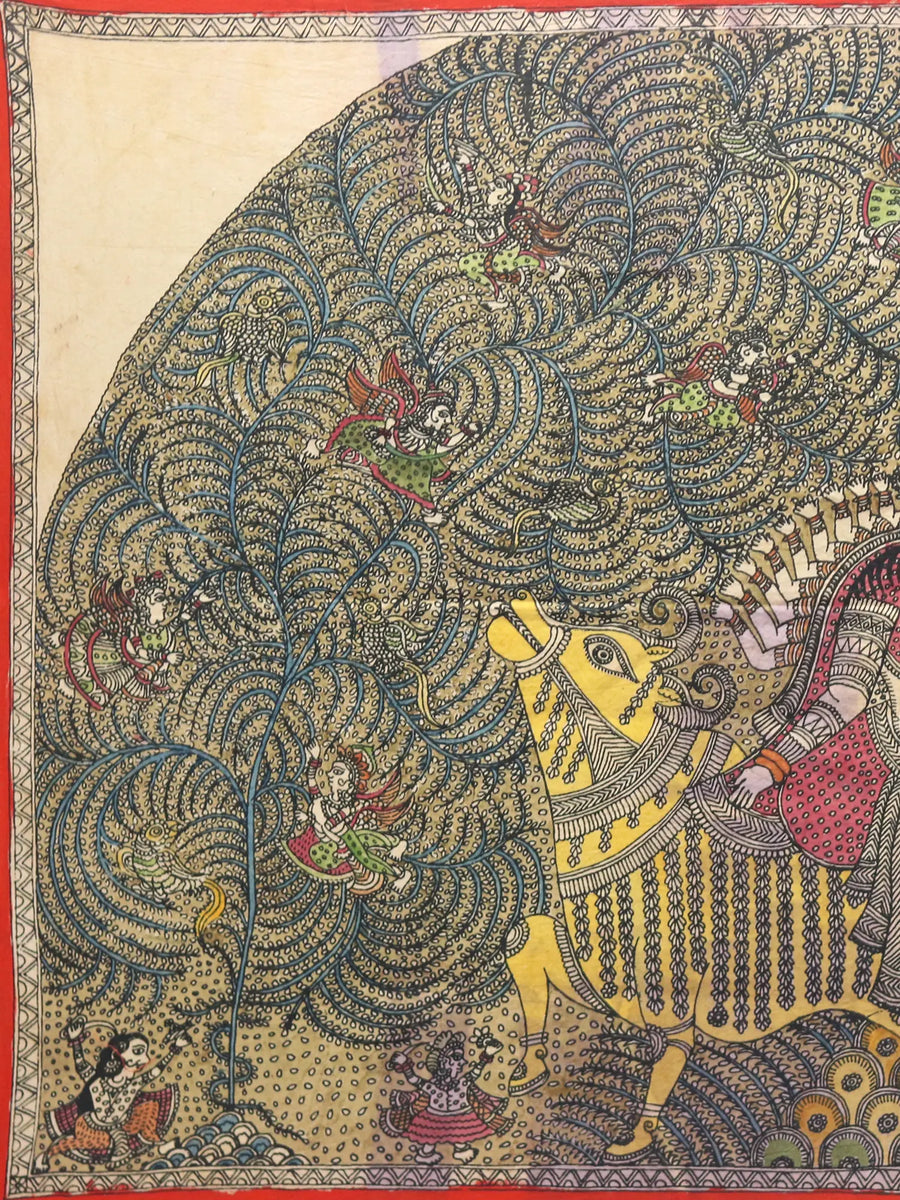 Worship of Visat Mata - Mata Ni Pachedi Painting on Madarpat Cotton