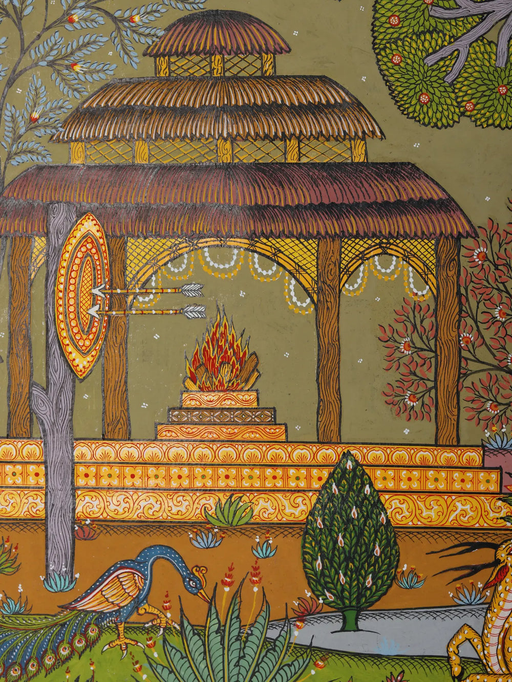 The Sage Valmiki Trains Luv - Kush in The Art of Archery - An Episode from The Ramayana | Pattachitra Painting From Odisha