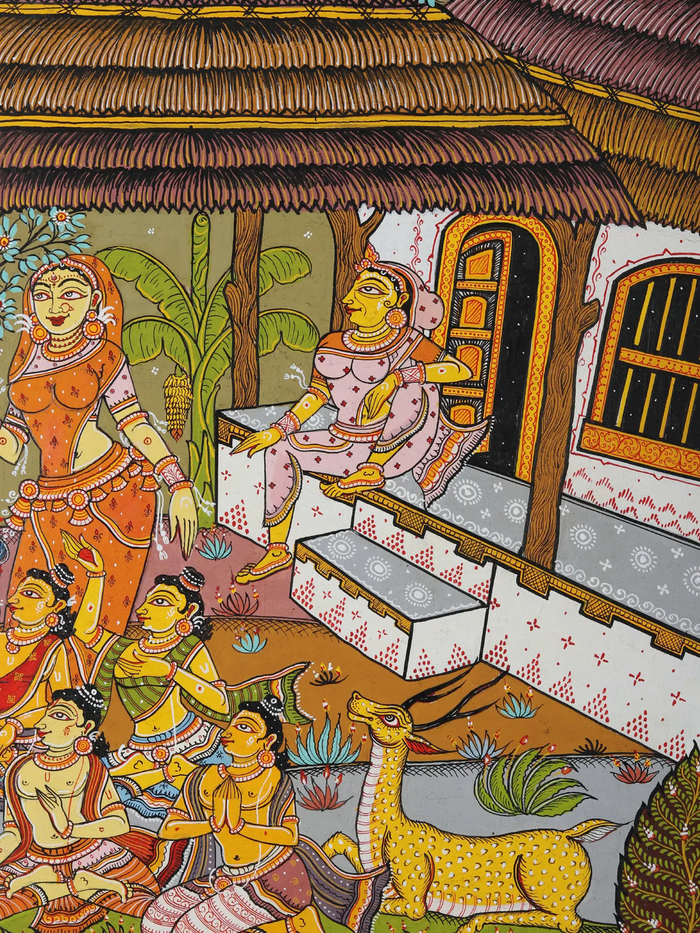 The Sage Valmiki Trains Luv - Kush in The Art of Archery - An Episode from The Ramayana | Pattachitra Painting From Odisha