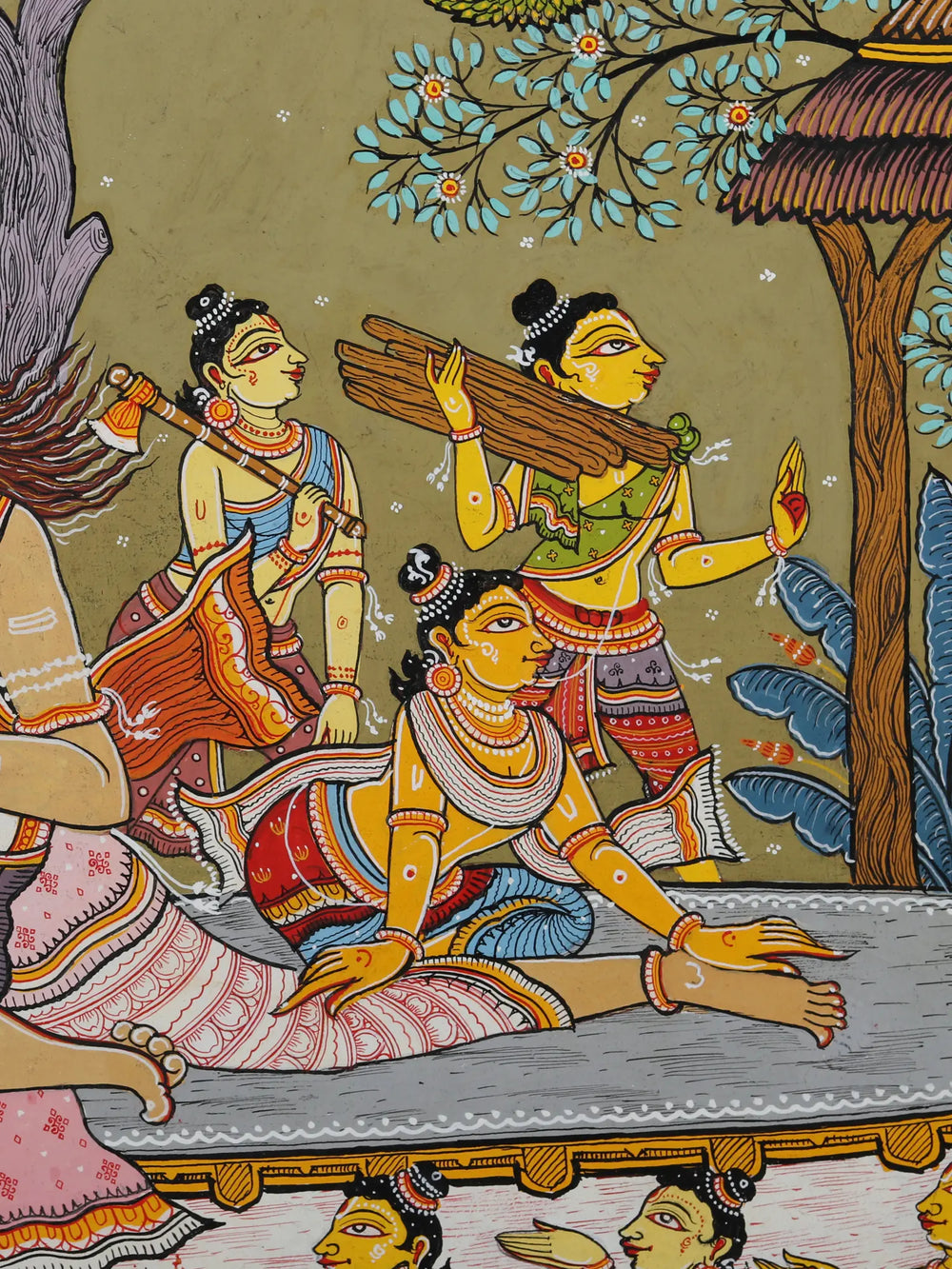 The Sage Valmiki Trains Luv - Kush in The Art of Archery - An Episode from The Ramayana | Pattachitra Painting From Odisha
