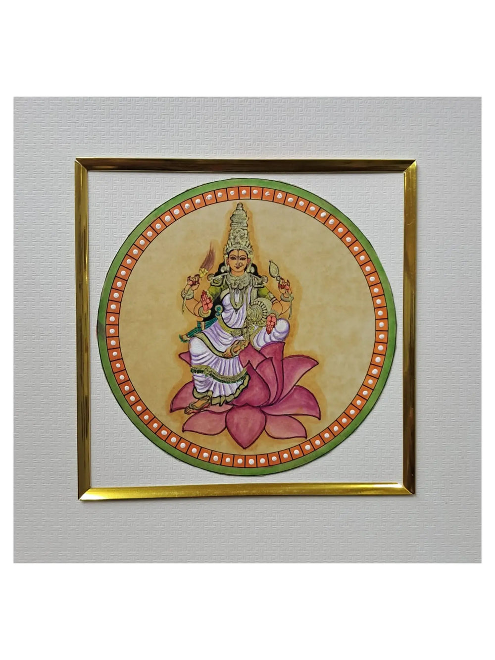 Maa Lakshmi Ganjifa-style Painting | Natural Colors on Paper | By Babita