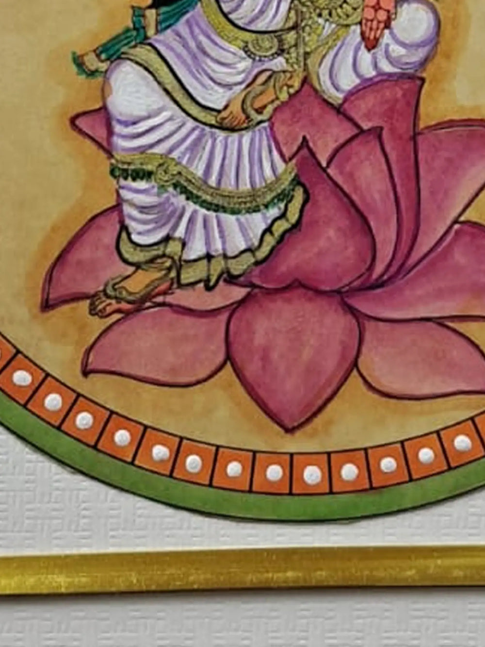 Maa Lakshmi Ganjifa-style Painting | Natural Colors on Paper | By Babita