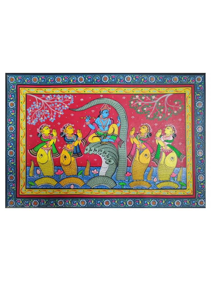 Sitting Krishna on Kaliya Serpent Painting · view 1