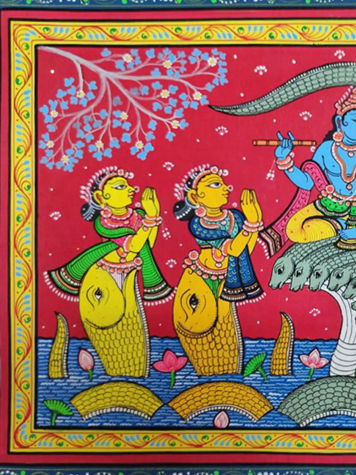 Sitting Krishna on Kaliya Serpent Painting · view 3
