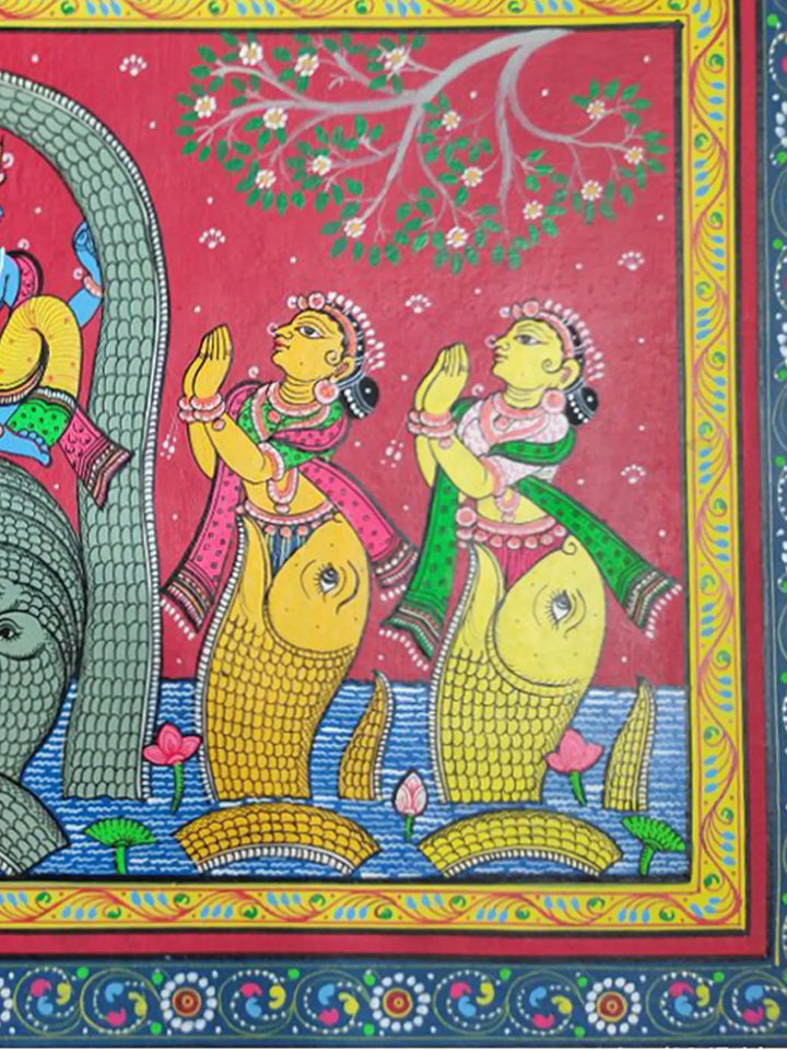 Sitting Krishna on Kaliya Serpent Painting · view 4