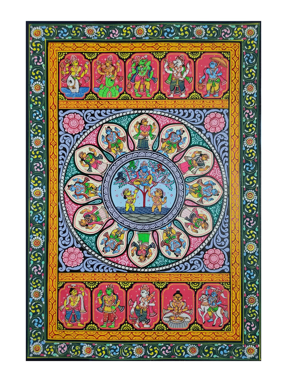 Theft Of Clothes - Krishna Leela | Watercolor On Handmade Sheet | By Jayadev Moharana