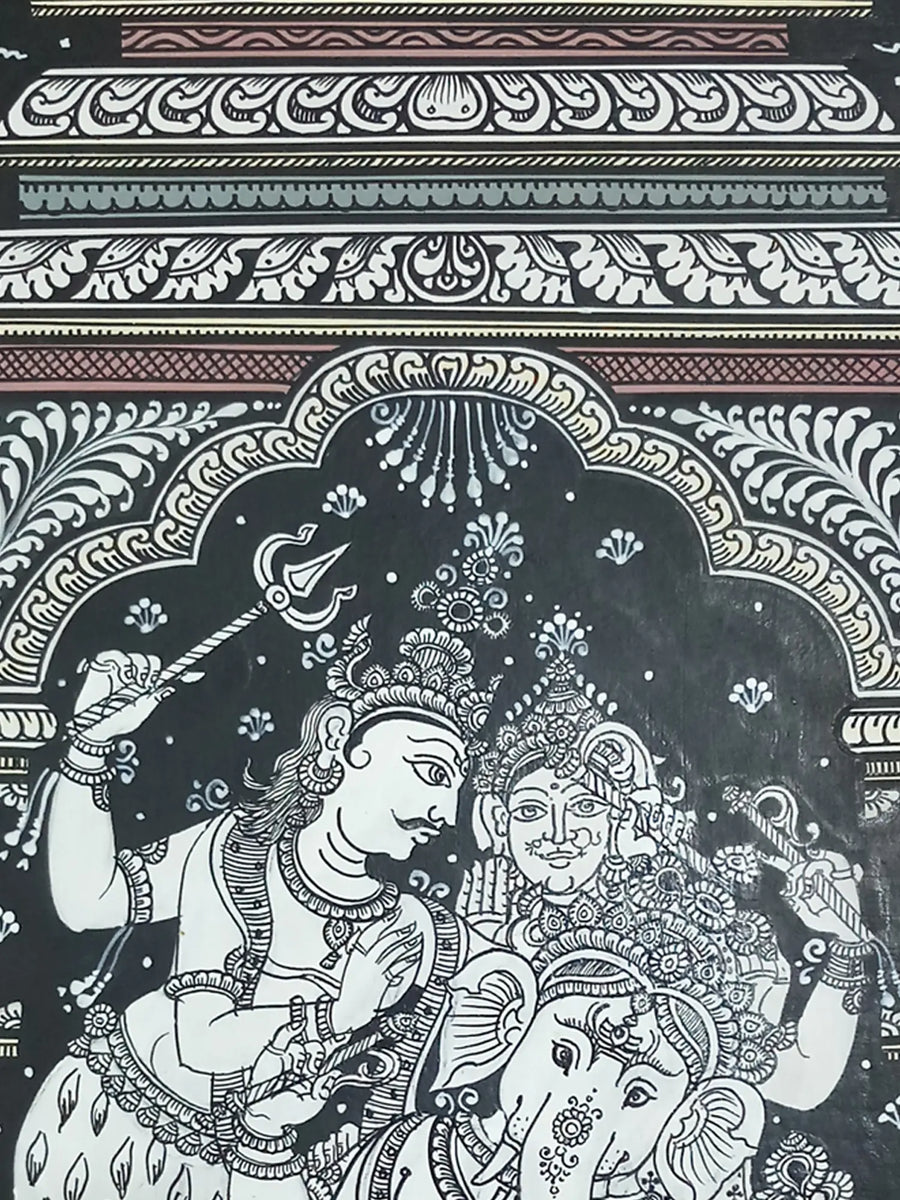 Lord Ganesha with Shiva and Parvati Painting
