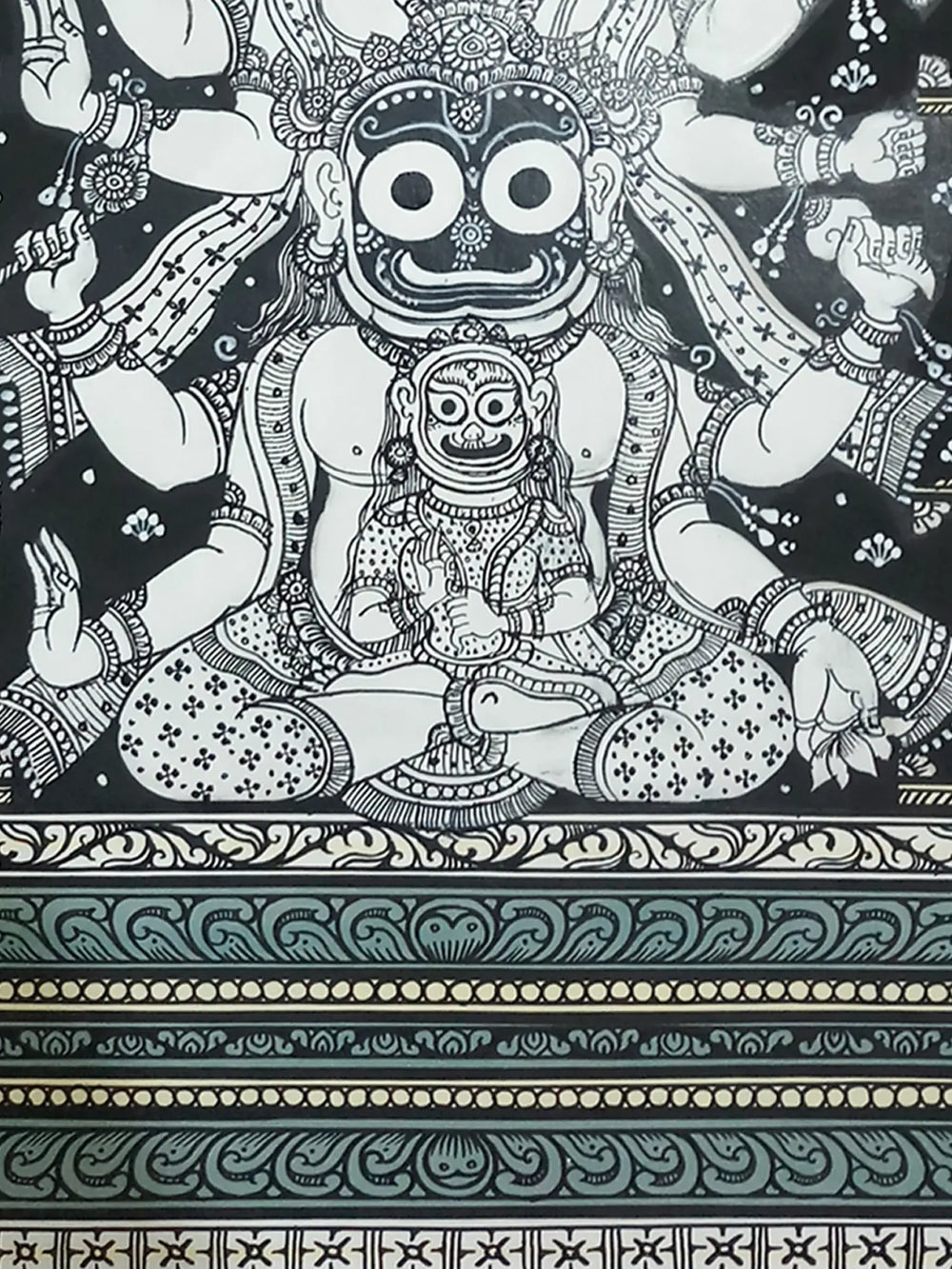 Lord Jagannath With Jagya And Narayana | Watercolor On Handmade Sheet | By Jayadev Moharana