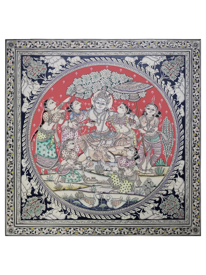 Shri Krishna with Gopis Painting on Cloth · view 2