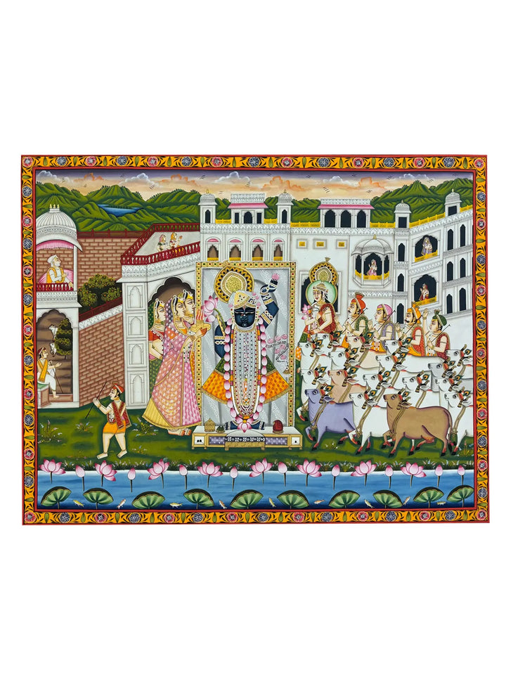 Darshan of Shrinathji in the Palace Painting on Cloth · view 1
