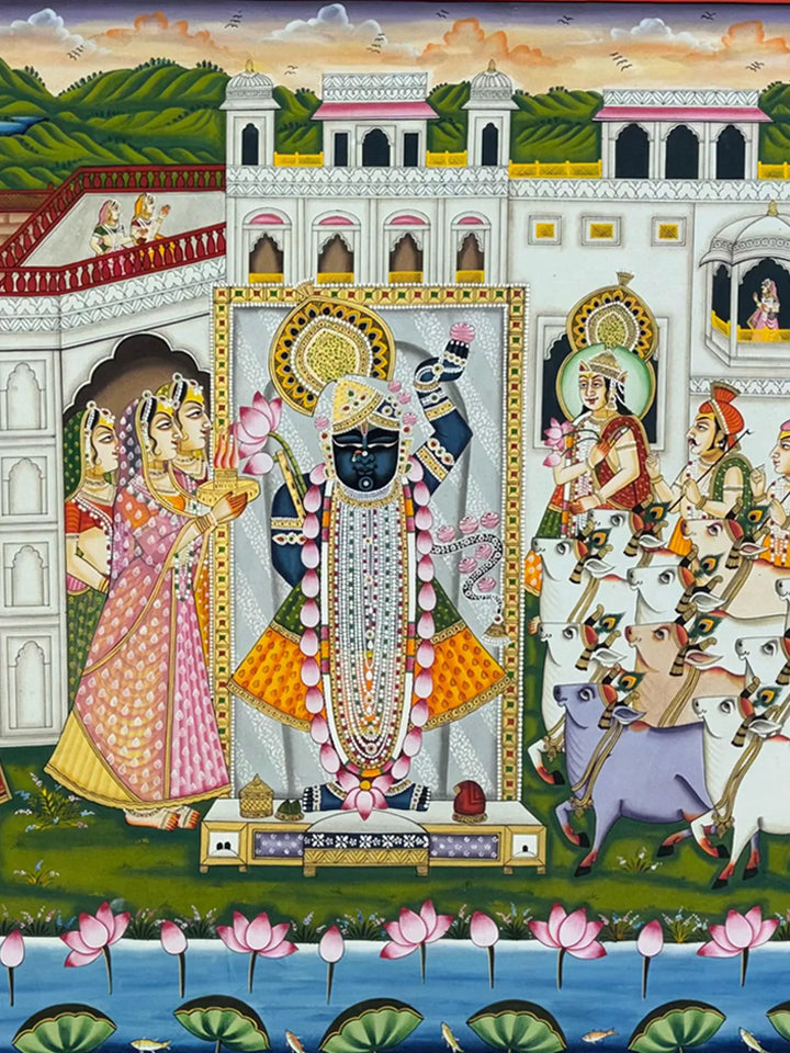 Darshan of Shrinathji in the Palace Painting on Cloth · view 2